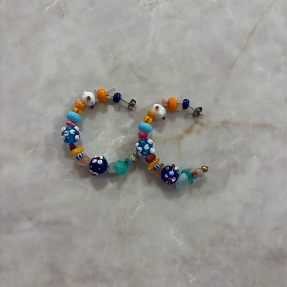 Beaded statement hoop earrings